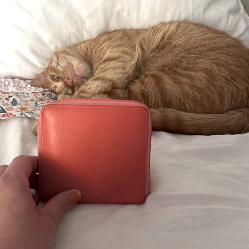 Orange and pink zipper wallet